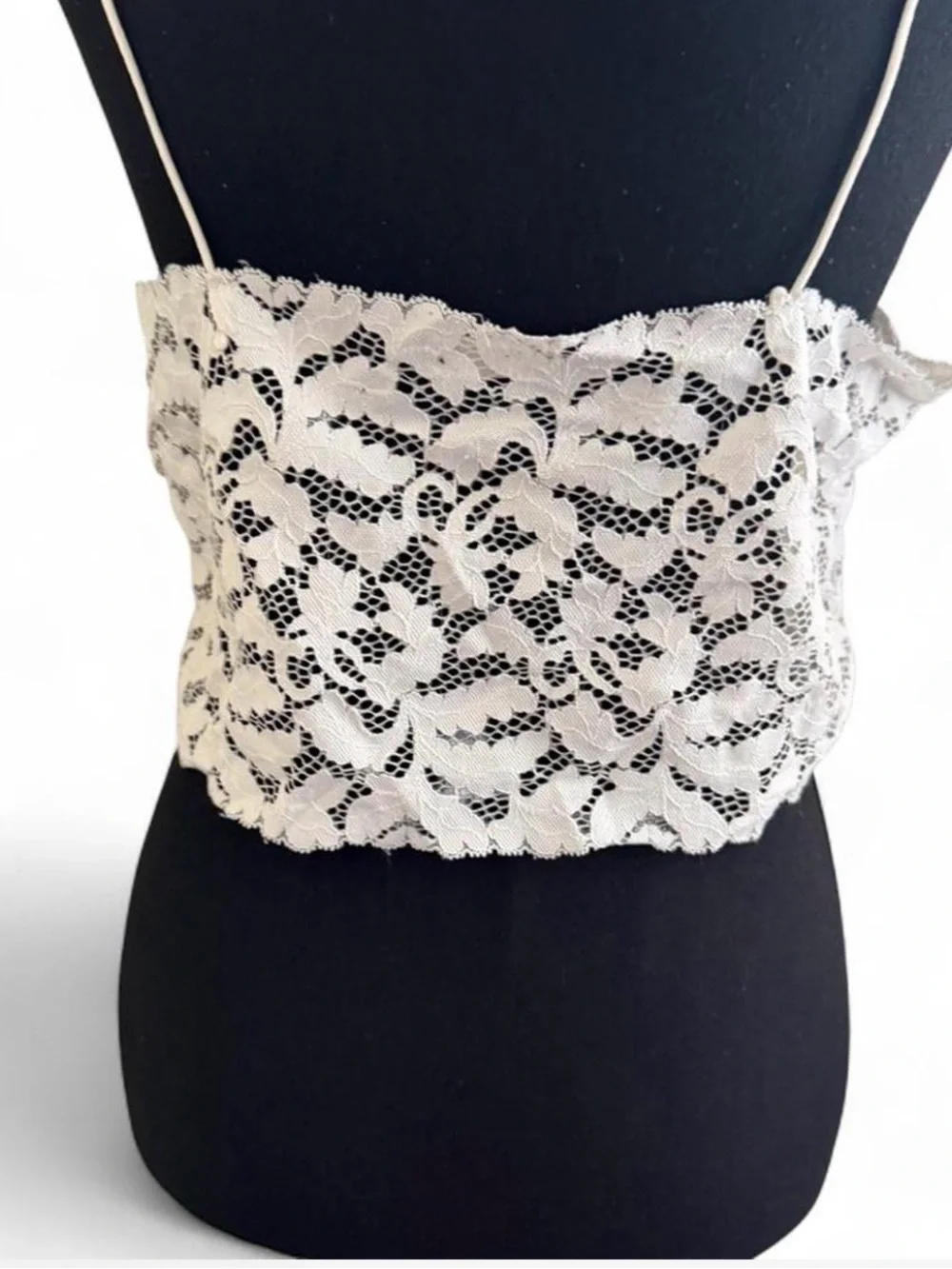 Free People white Lace Cami sheer Crop Top Floral size medium